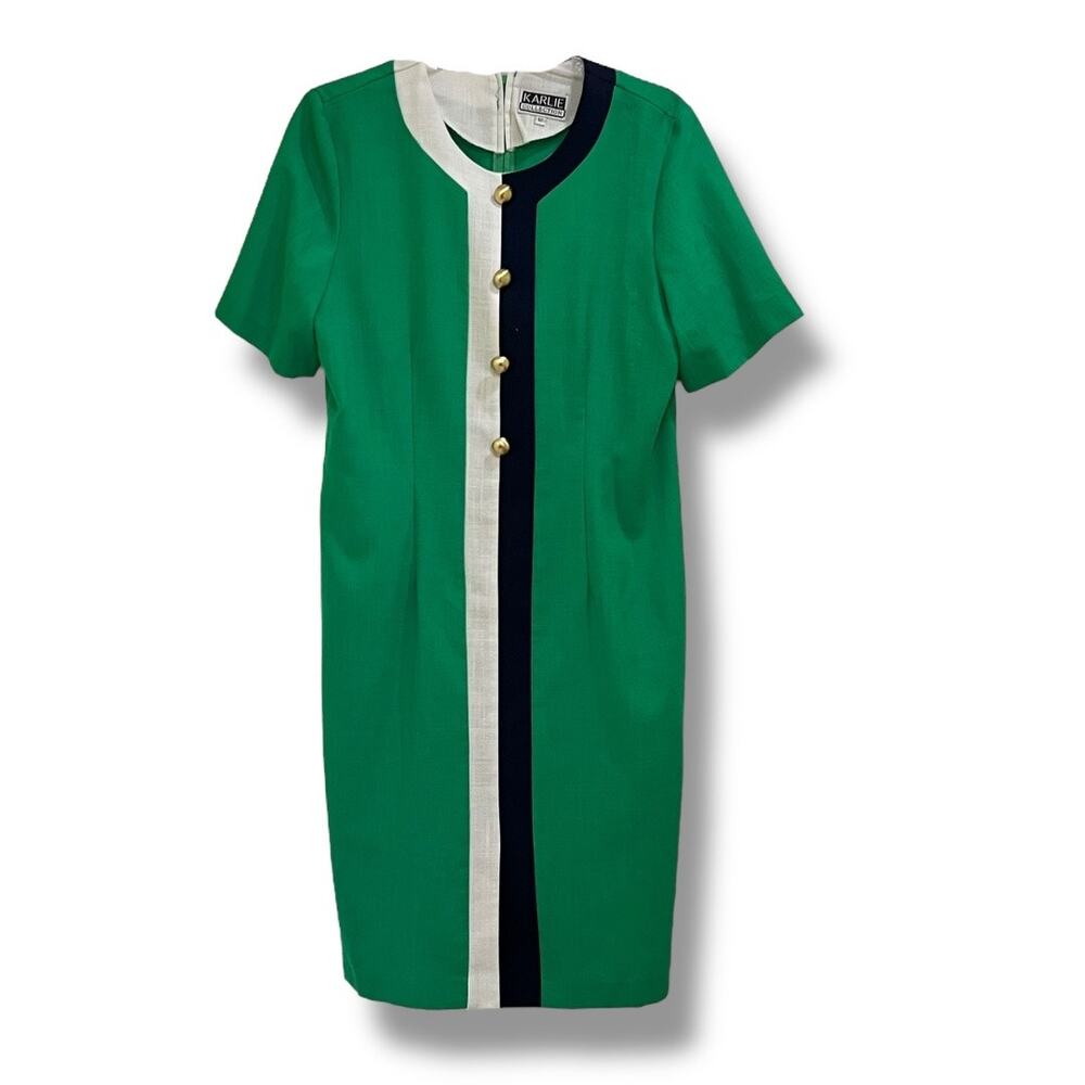 Vintage 80s Karlie Collection Short Sleeve Sheath Dress size 12